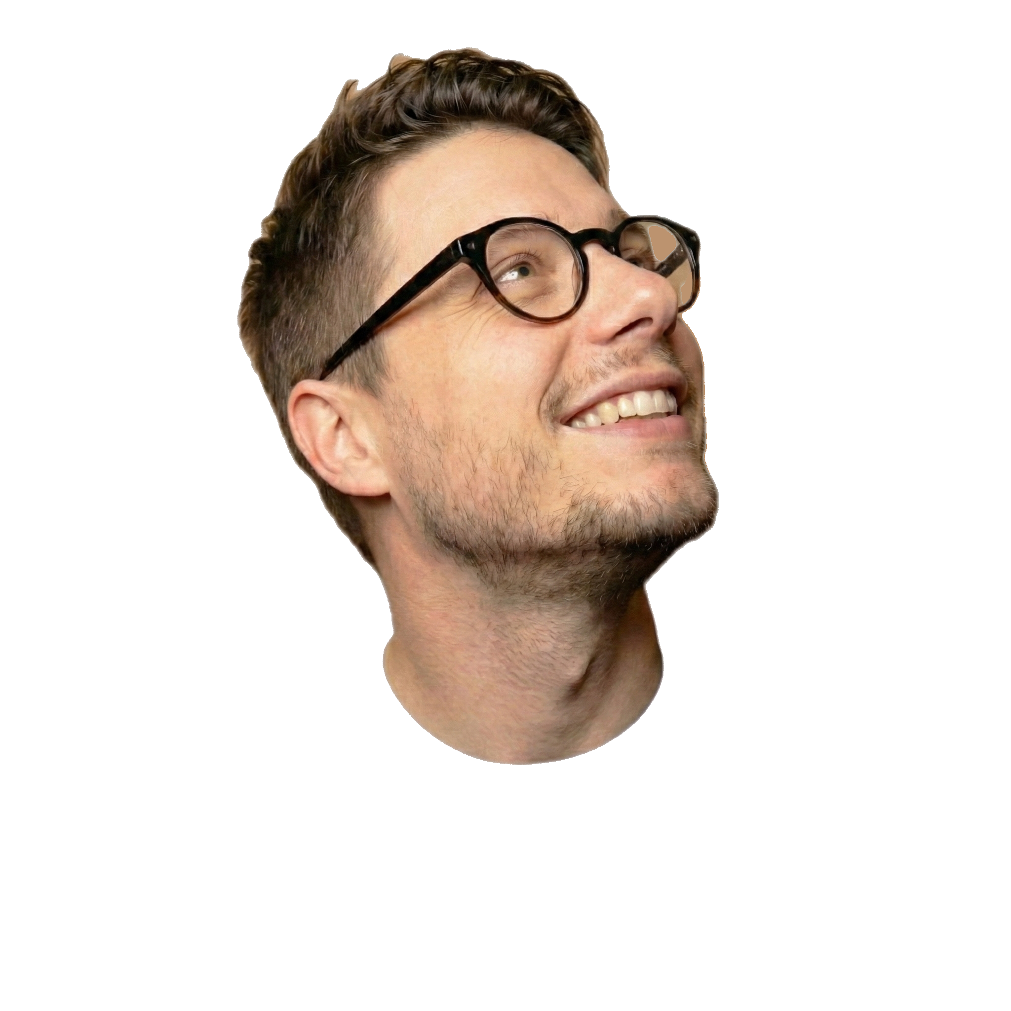 Character looking upwards